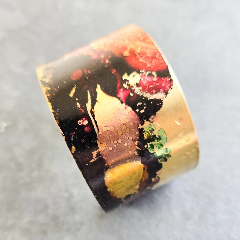 🦋LAST 1🦋 NWT Brazed Brand Ink Splatter Brass Cuff